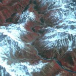 This composite images shows the Yarlung-Tsangpo River in Tibet. The image and data were collected by a NASA spacecraft.