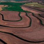 Terraces and no-till farming work to control erosion on a farm in Montgomery County, Iowa.