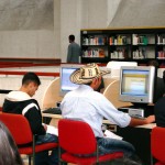 Computer users in Bogota, Colombia.