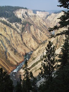 The formations in the Grand Canyon of the Yellowstone, in Yellowstone National Park, are an example of silica-rich volcanic rock.