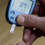 Blood sugar level being tested.