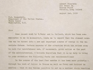 Albert Einstein's Aug. 2, 1939, letter to President Franklin Delano Roosevelt.