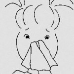 Sketch of little girl blowing her nose