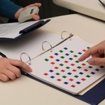 A study participant takes the Stroop test.