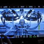 A close-up shoot of the UW’s Raven II robot as it simulates brain surgery on actor Moisés Arias during the filming of “Ender’s Game.”