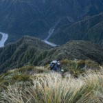 person on mountain ridge