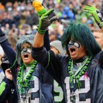 Two Seahawks fans cheer