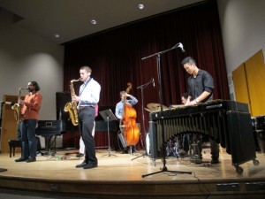 A jazz combo plays in Brechemin Auditorium. Jazz Innovations I and II will be performed there Feb. 19 and 20.