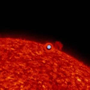 An image of the Sun used to simulate what the sun-like star in a self-lensing binary star system might look like in a self-lensing binary star system.