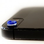Photo of the micro phone lens on a smartphone.