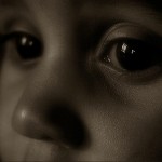 black and white photo of a child