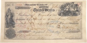 The Treasury Warrant used to pay for Alaska. The purchase was dubbed "Seward's Folly" for the Secretary of State who approved the purchase.