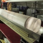 This image from December 2010 shows a 1-meter-long section of the West Antarctic Ice Sheet Divide core with a dark ash layer.