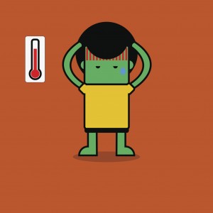 One of series of pictographs to teach people the symptoms of Ebola, in this case, fever.