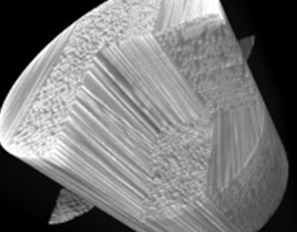 High-resolution fiber bundles are seen in a CT scan image of a composite material.