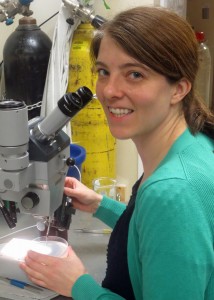 Woman at microscope