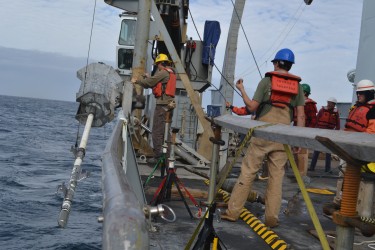researchers deploying instrument