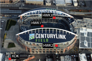 photo of stadium with seismometer locations