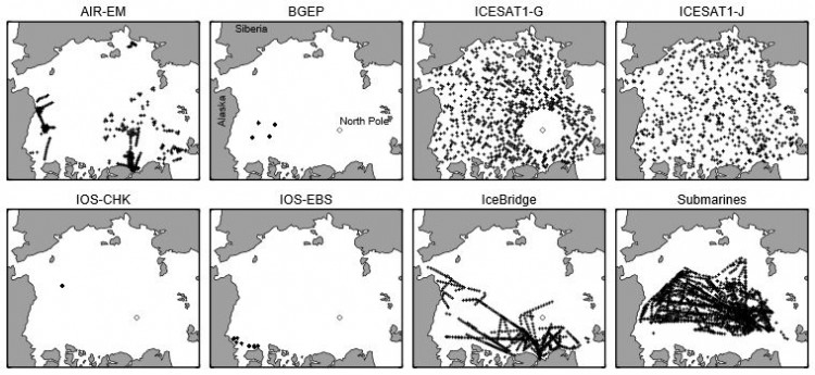 black and white maps showing the locations of data points