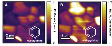 The quality of the perovskite materials for electronic device applications improved after chemical treatment, remediating the “dark” areas.