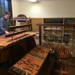 Charles Corey, research associate with the UW School of Music, plays the Bass Marimba, one of about 50 instruments invented by musical genius and eccentric Harry Partch (1901-1974) that now reside at the School of Music.