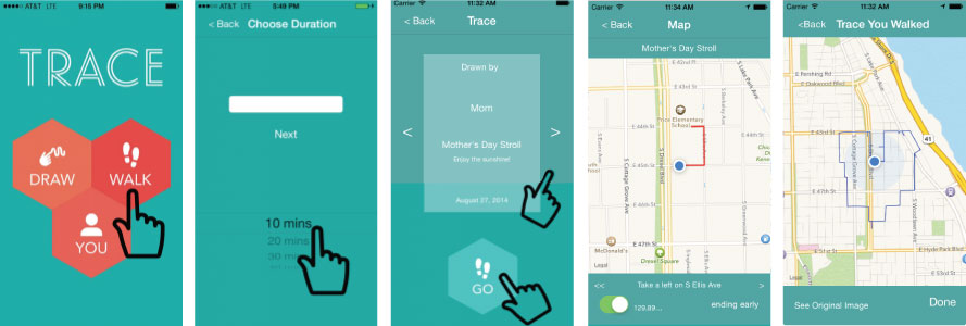 Trace converts the sketch into a set of walking directions that eventually reveal the mystery shape.