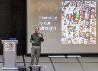 Microsoft's Brad Smith delivers a talk on "Creating an Environment for Innovation" to students and faculty as part of UW CSE's Distinguished Lecture Series in 2012.