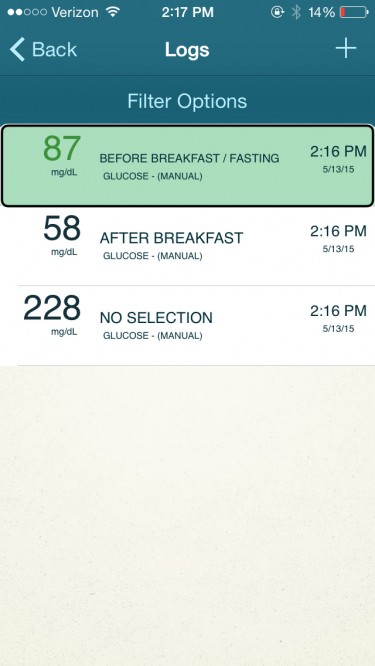 Screenshot of incoherent mHealth data