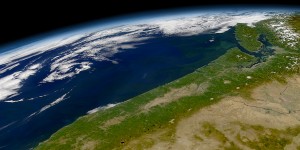 The coast of the Pacific Northwest from space.