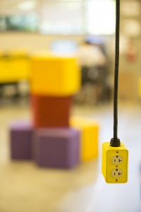 Photo of suspended electrical outlet