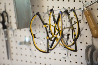 Photo of pegboard with no labels.
