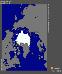 map of Arctic Ocean with sea ice outline