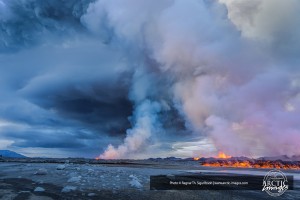 lava and big emission plume