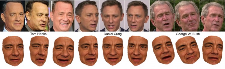 UW researchers reconstructed have 3-D models of celebrities such as Tom Hanks from Internet photo collections. The models can be controlled by photos or videos of another person.