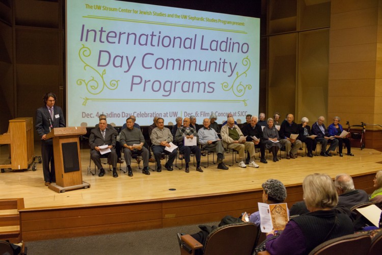 Prof. Devin Naar, chair of the UW Sephardic Studies Program, left, with members of Los Ladineros, a local Ladino conversation group, at the 2014 Ladino Day event.
