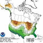 Map showing precipitation forecasts
