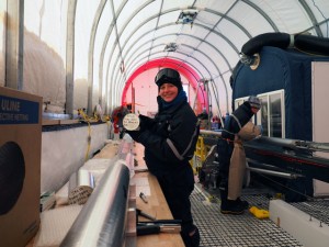 person with ice core