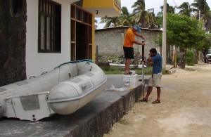 two people with sediment core