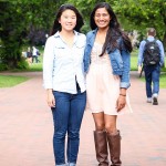 Christina Xiao, left, and Amber Amin graduated in June 2015 with degrees in informatics from the UW Information School. This year's cohort in Informatics is the largest yet, a record 40 percent of them women.