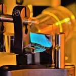Photo of slide showing granular crystals