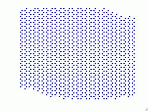 The Moiré superlattice they created by aligning graphene and boron-nitride. Click on the image to view animation.