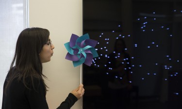 In this example, the speed of the spinning tag on the pinwheel is mapped to onscreen graphics.