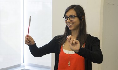 In this example, the wand's frequency is mapped to music tempo and the velocity is mapped to gain.