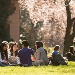 students sitting in the quad at UW