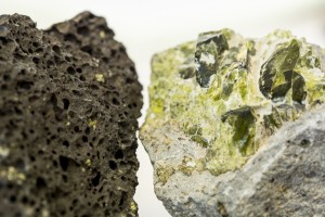 black rock and green rock