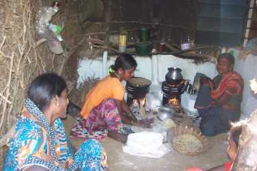 Photo of women using cookstoves in India