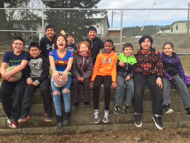 A fifth grade class at Wellpinit Elementary School, on the Spokane Indian Reservation.