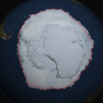 white continent on blue background
