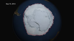 white continent on blue background