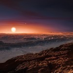 Artist's impression of the planet orbiting the red dwarf star Proxima Centauri.
